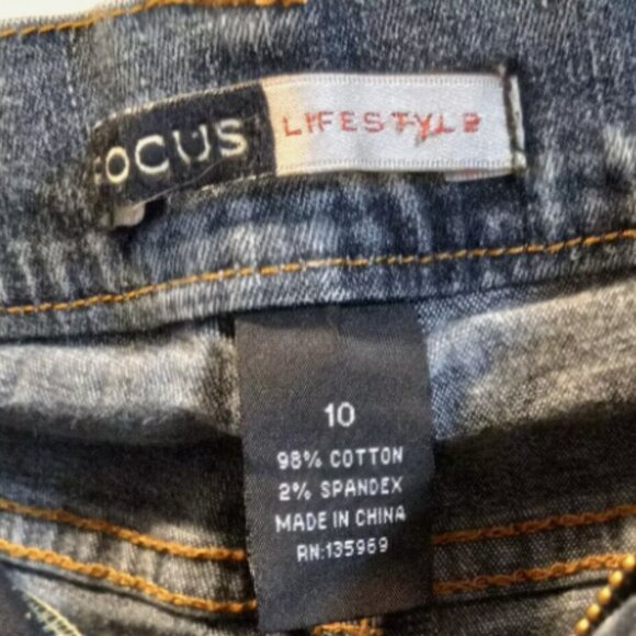 Focus Lifestyle Womens Jeans Sz 10 Blue Denim Slim Fit Stretch Plain Back Pocket - Picture 4 of 13
